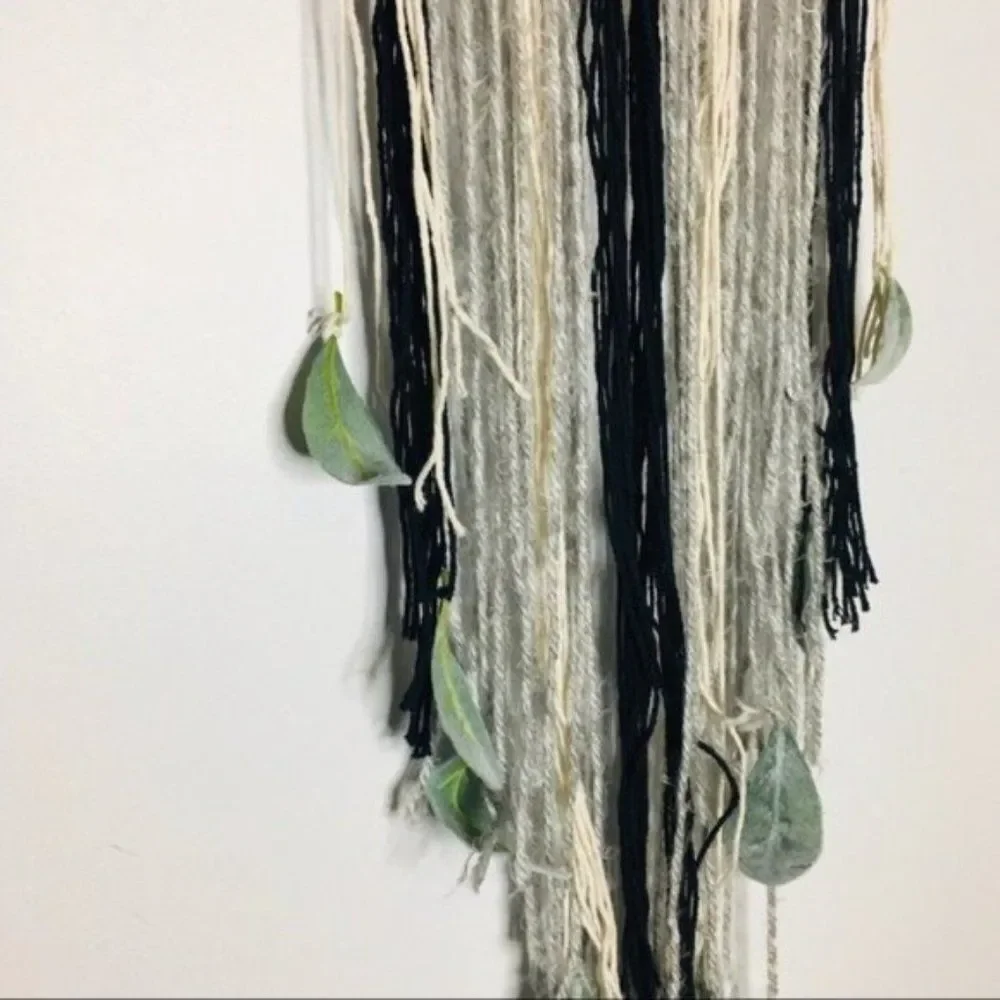 Rustic macrame Yarn Branch Wall Hanging Gray